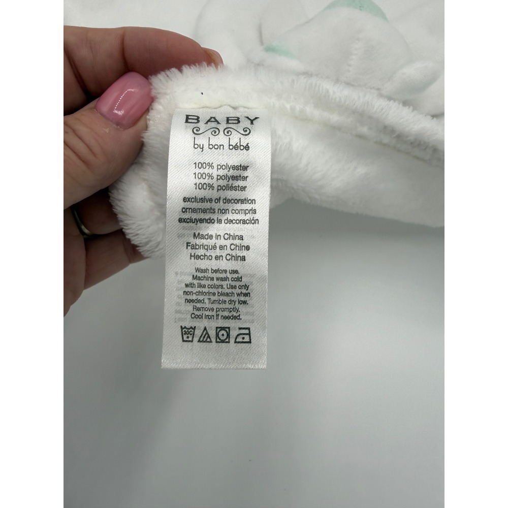 Baby by Bon Bebe White Polar Bear Security Blanket Lovey Mint Green Accents - Picture 4 of 5
